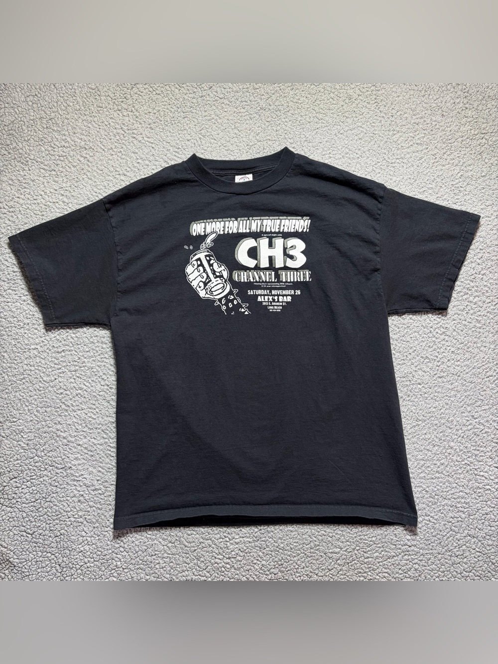 CH3 Channel 3 Alex's Bar Long Beach, CA Punk Rock Band T-Shirt Men's Black L